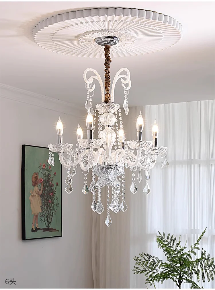 Painted Black Candle E14 Chandelier K9 Crystal Pendant