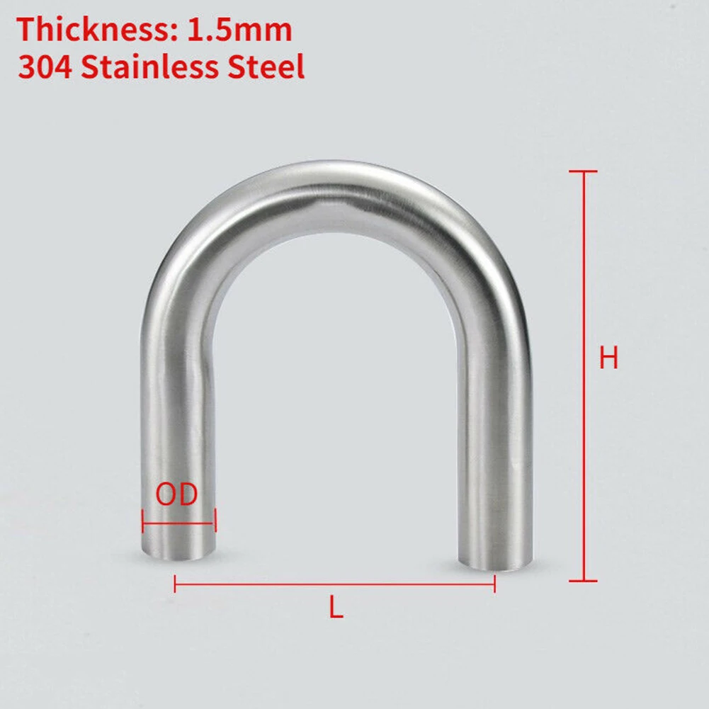 304 Stainless Steel Polished 180 Degree UTube Elbow Pipe for Automotive Exhaust Repair and Custom Pipe Fitting Projects