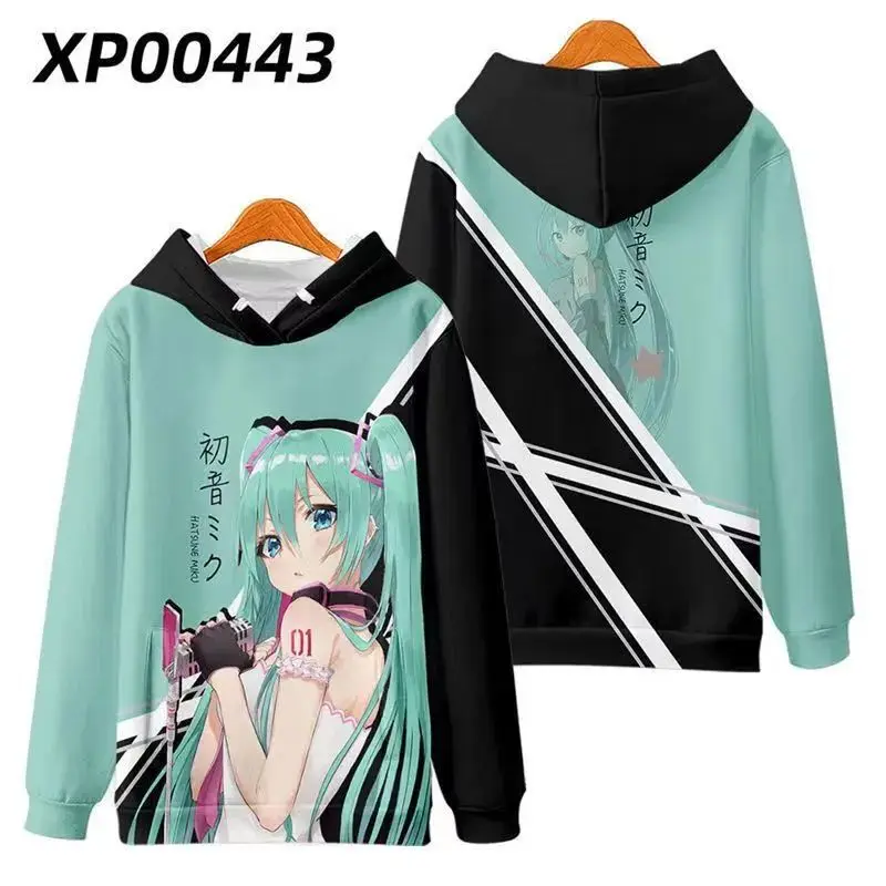 Anime Hatsune Miku Hooded Sweatshirt Vocaloid Character 3D Full Print Pullover Hoodie Soft Polyester Casual Tops for Cosplay