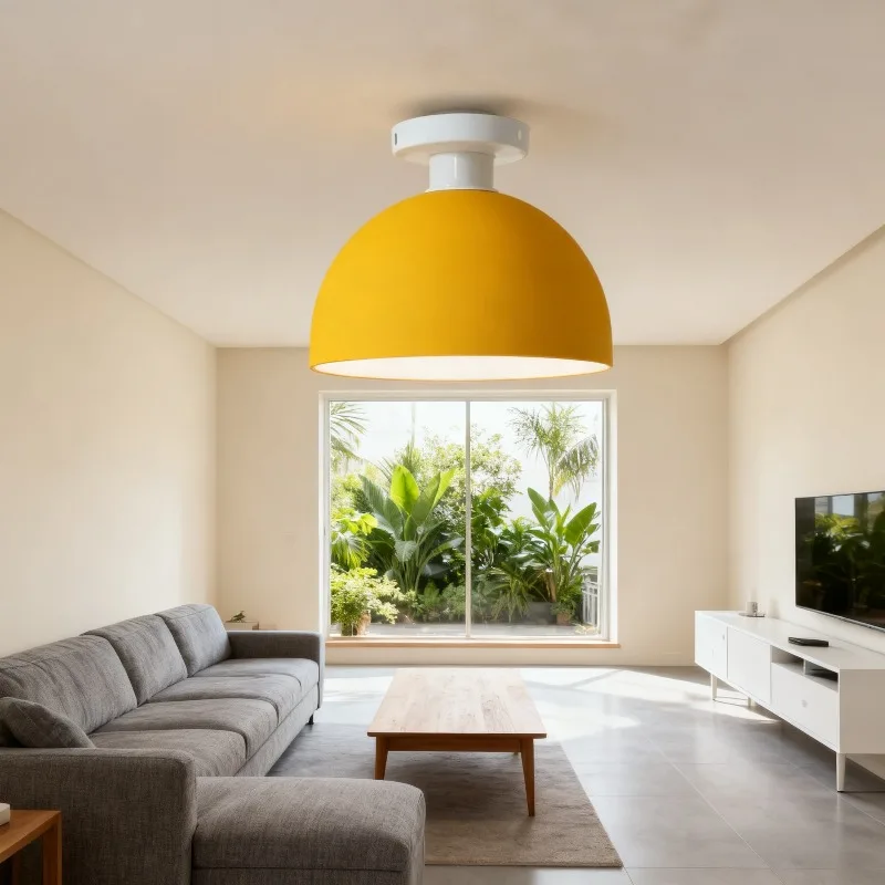 

Nordic Style Ironwork Ceiling Lamp 7.8 Inch Large Lampshade E27 Socket Corridors Balconies Living Areas Chandelier