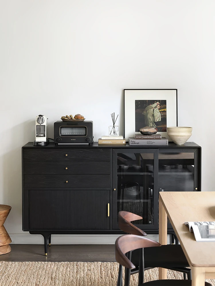 Pre-owned Vintage Industrial/E10 Series/MARGO Glass Sliding Door Solid Wood Sideboard Z