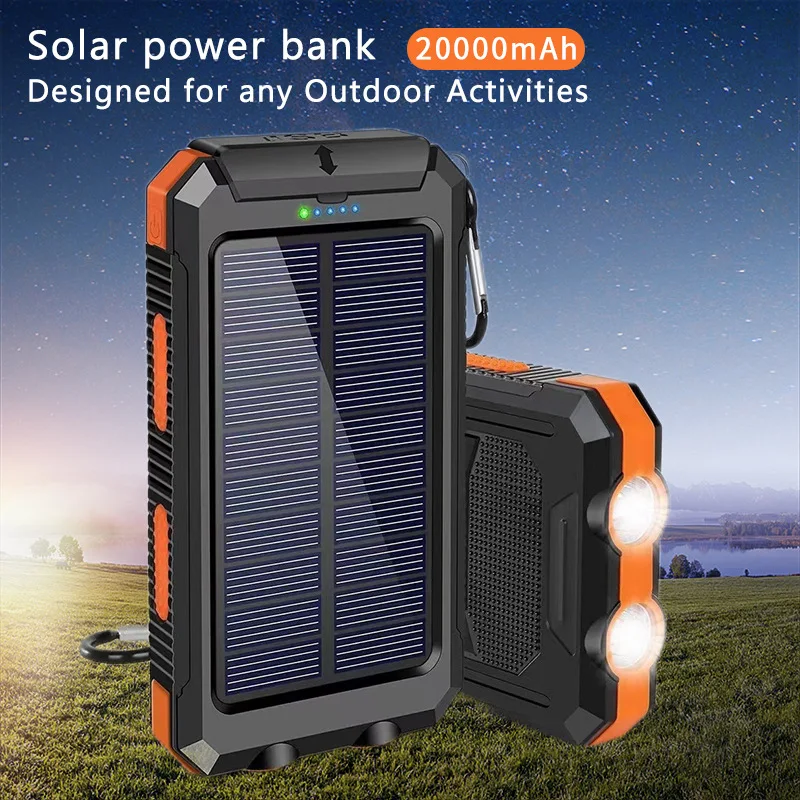 

Portable Solar Power Bank 50000mA Fast Charging Waterproof Mobile Supply External Battery Charger Case for iphone Samsung Xiaomi