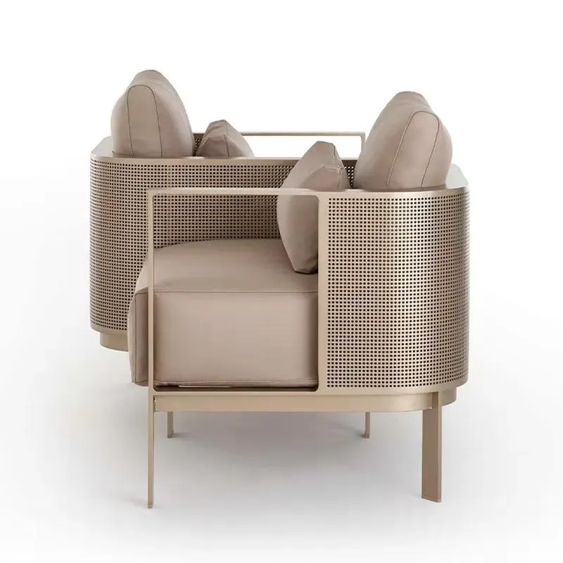for Modern Nordic courtyard S-shaped design garden sofa waterproof villa hotel outdoor furniture stainless steel sofa chair