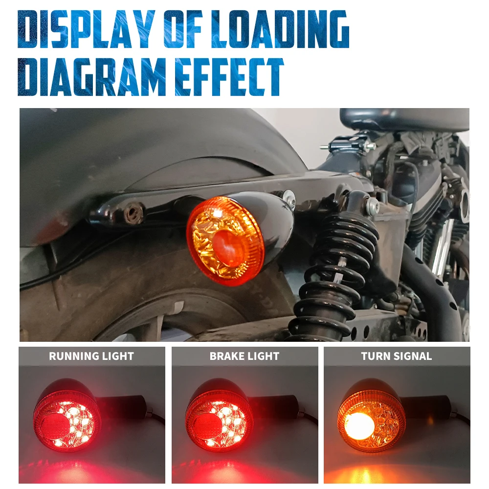 Motorcycle Rear LED Turn Signals Indicators Brake Running Lamp For Harley Sportster XL 883 1200 48 72  Super Low Nightster 92-Up - view 2