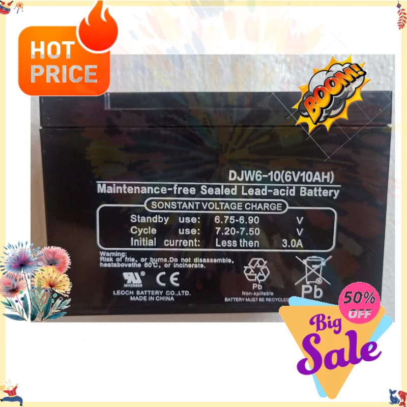 SWZY DJW6-10 6V10AH Storage Battery Maintenance Free for Electric Vehicles Electronic Hanging Scale Children's Car Toy Car 6V Ba
