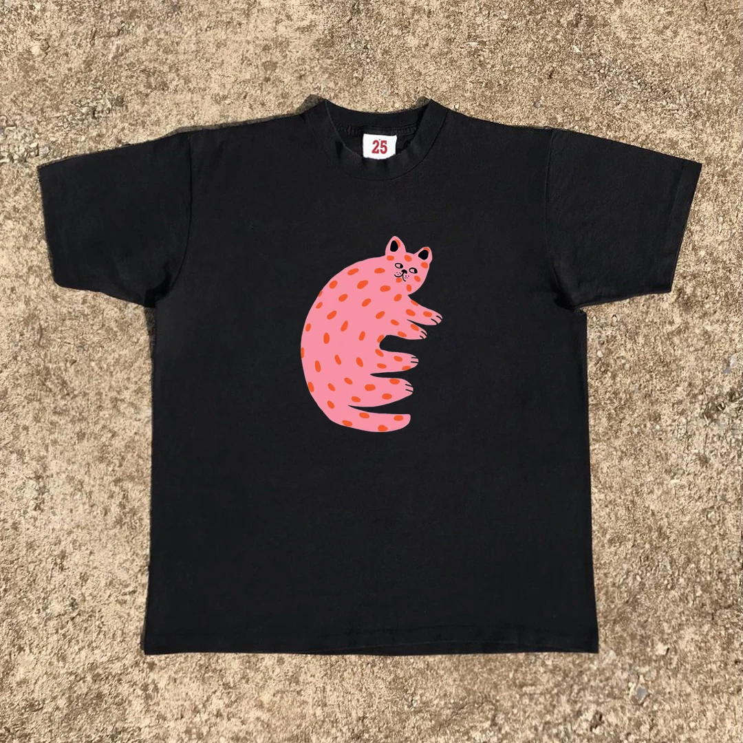 Sweet Cool Polka Dot  Couple Clothes Men Women Short Sleeve T Shirt Cute Healing Style Summer Casual Loose Fit round Neck