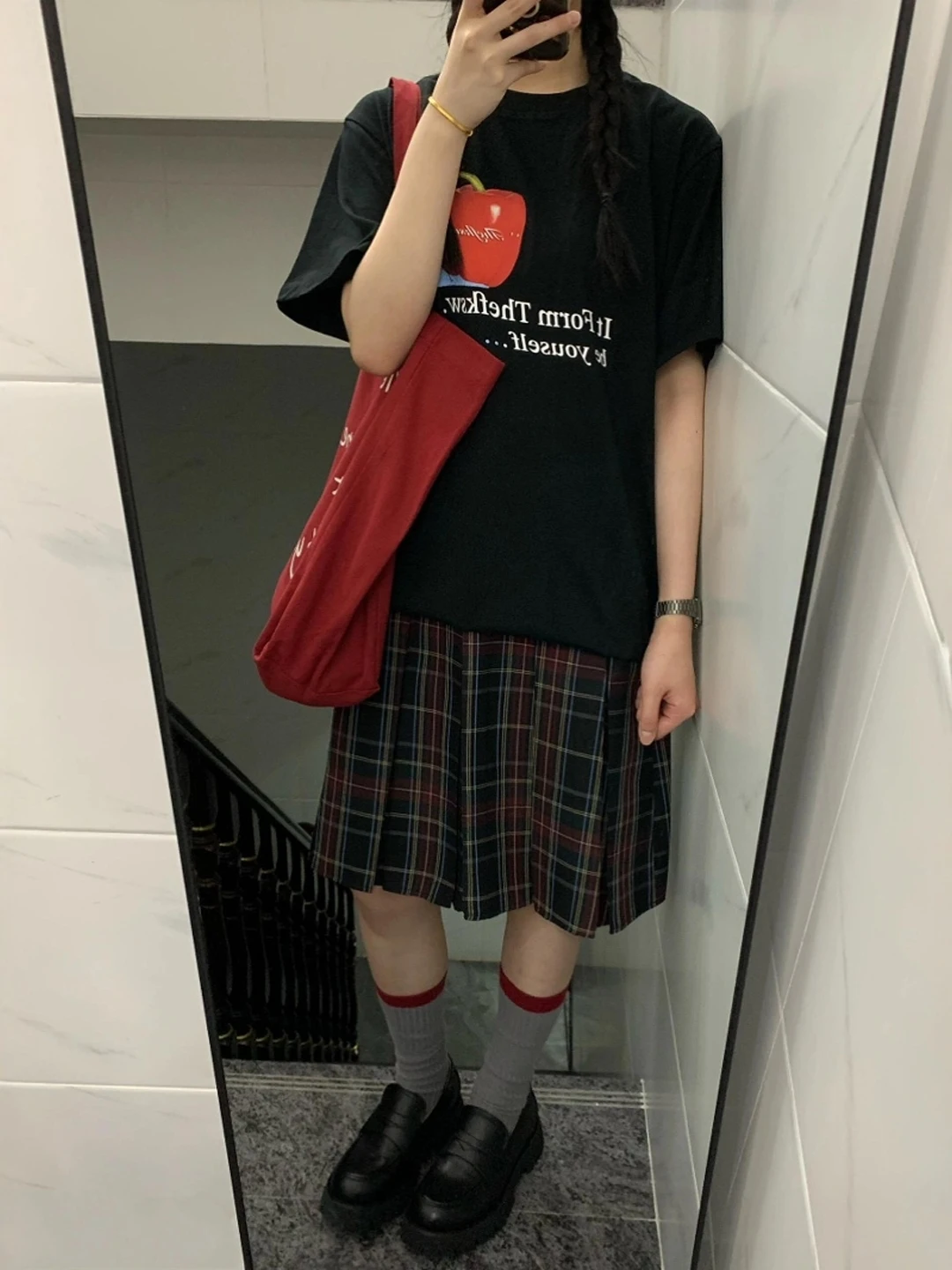 

Summer Handmade Pleated i Plaid Midi Skirt Women's Faion High Waist A-Line Skirt Korean Sle Commute Skirt