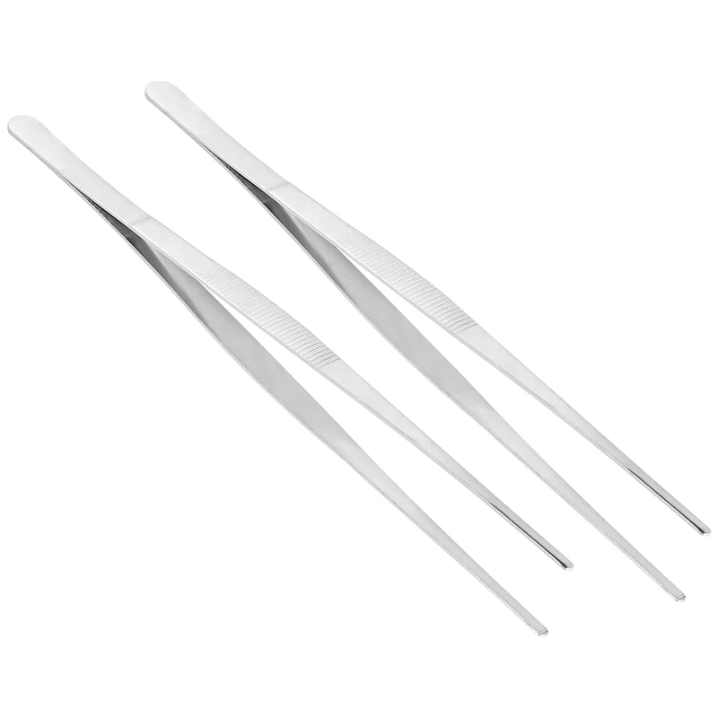 ملقط شواء 2 قطعة ملاقط المطبخ ملقط شواء الفولاذ المقاوم للصدأ طويل الشيف مشبك أطعمة شواء اللحوم لحوم البقر تونغ بار Bartending الملقط 30 سنتيمتر