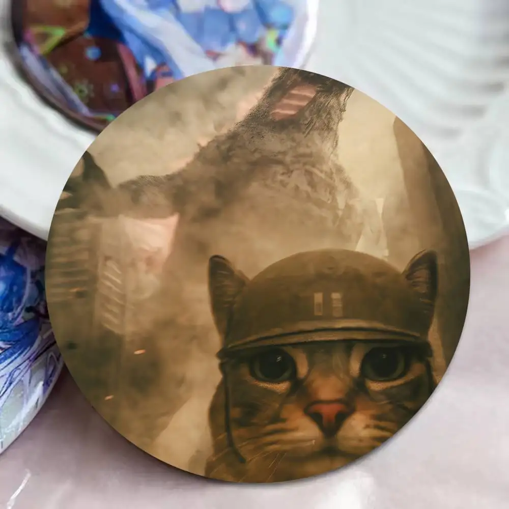Funny Meme Smart Glasses Grey Cat Badge, Cute Office Kitten Brooch