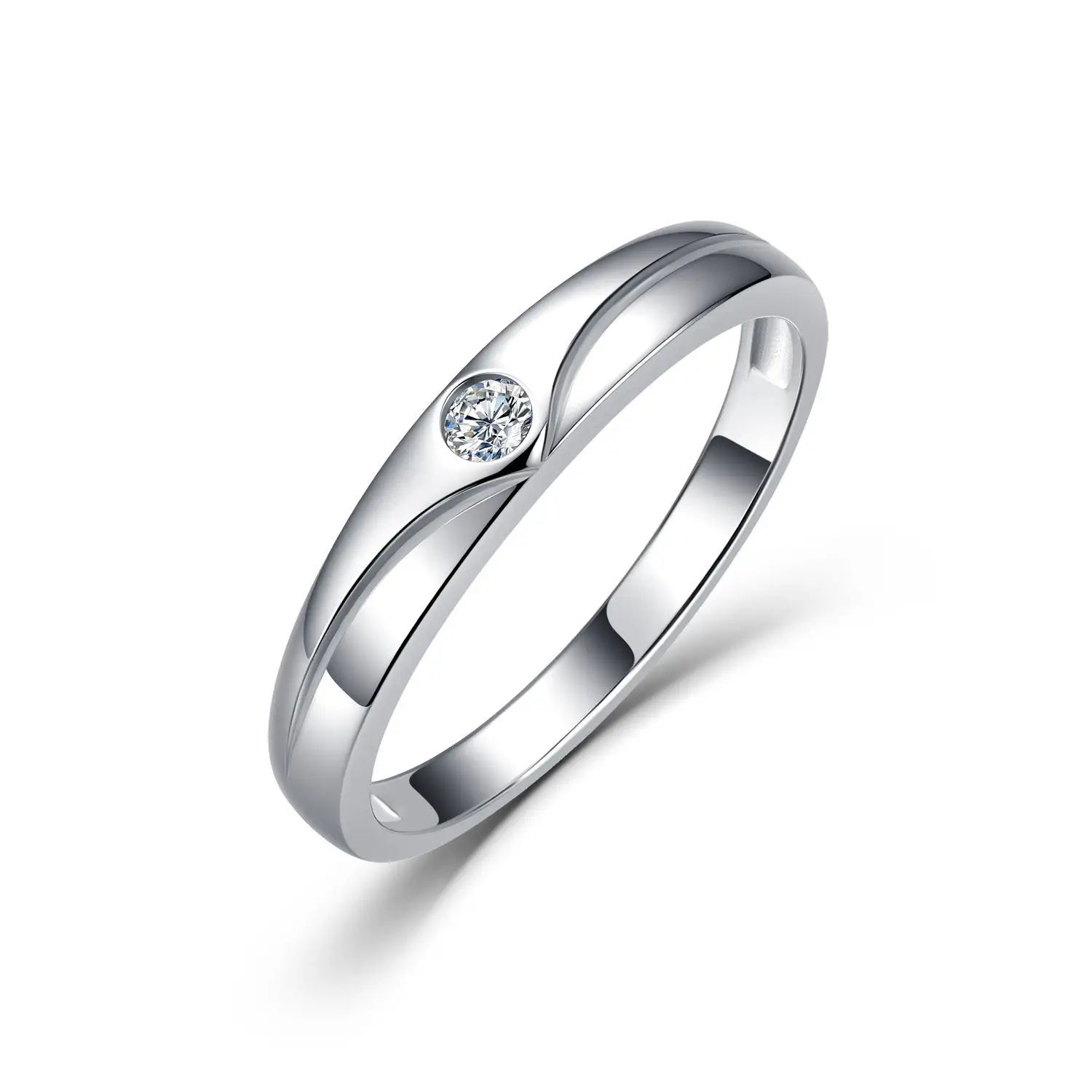 S925 Silver 0.06CTW Single Moissanite Ring Women Gold Silver Tone Wedding Band Jewelry Gift
