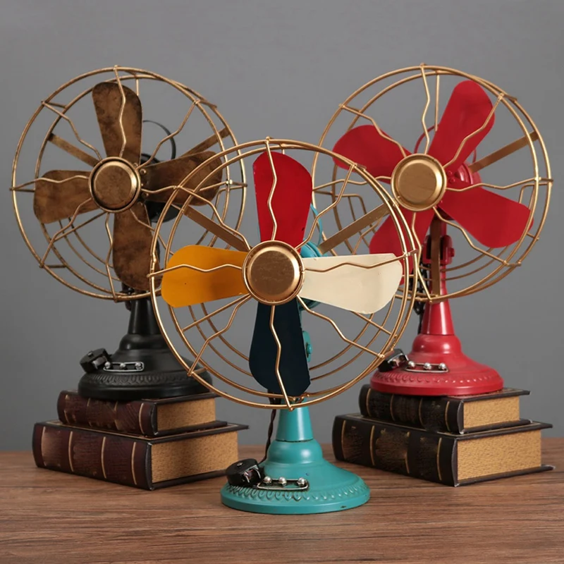 Simulation Electric Fan Vintage Model Crafts Bar Cafe Decoration Ornaments Photography Prop Retro Fan Furnishings