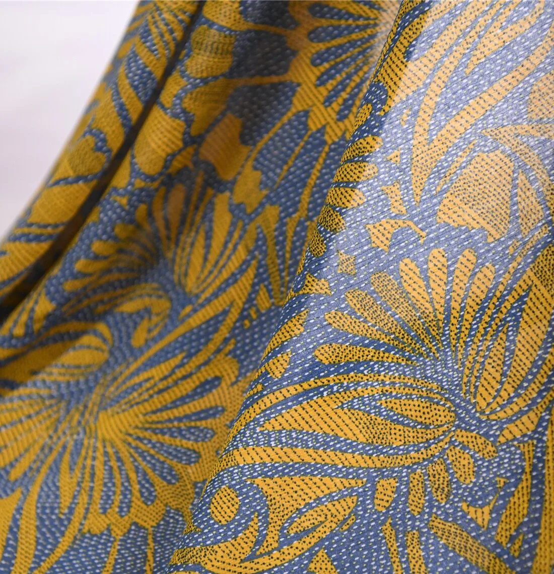3m Txl French Vintage Vacation Style Silk Interwoven Crepe Fabric, Brand Order, Unique Natural Crinkle Texture, Blue Glossy Shad