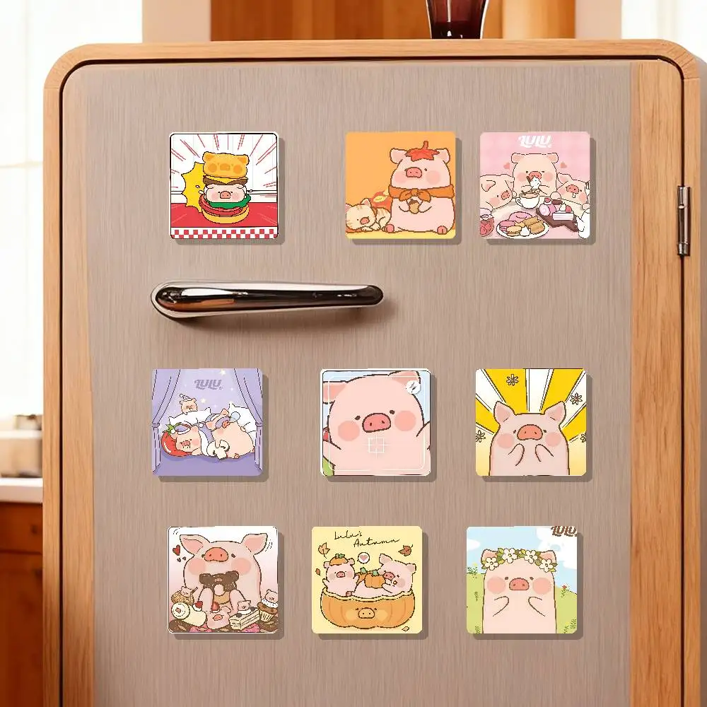 Cartoon L-Lulu Piggy Refrigerator Magnets Magnet Personalized Fridge Magnet Square Shape Fridge Refrigerator Wall Decoration
