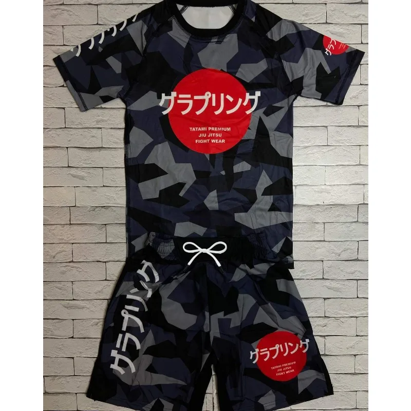 

2026 New Y2K Japanese Street Style Camouflage Sportswear, Breathable and Durable Training T-shirt + Shorts Running Two-Piece Set