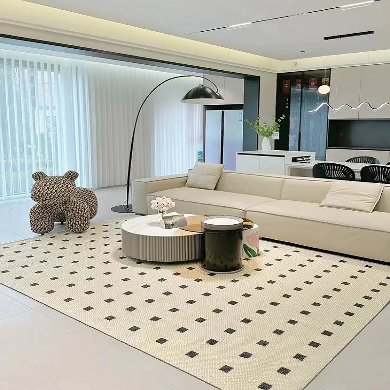 

High-fat wool French light luxury carpet living room fashion home bedroom dirt-resistant beige high-end sense