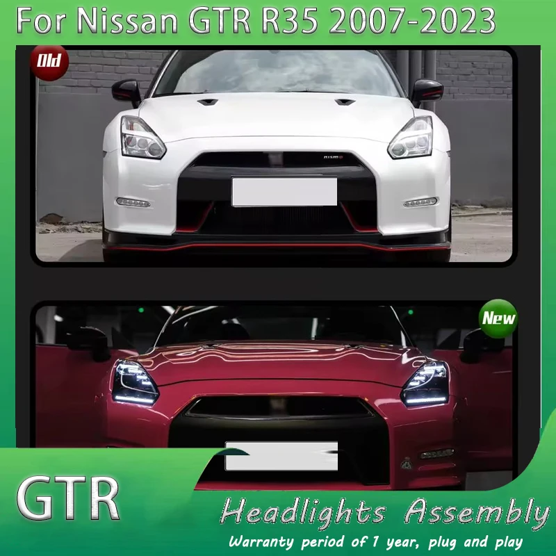 

LED headlight assembly for Nissan GT-R GTR R35 2007-2023 modified lens Front lamp DRL Dynamic Turn Signal
