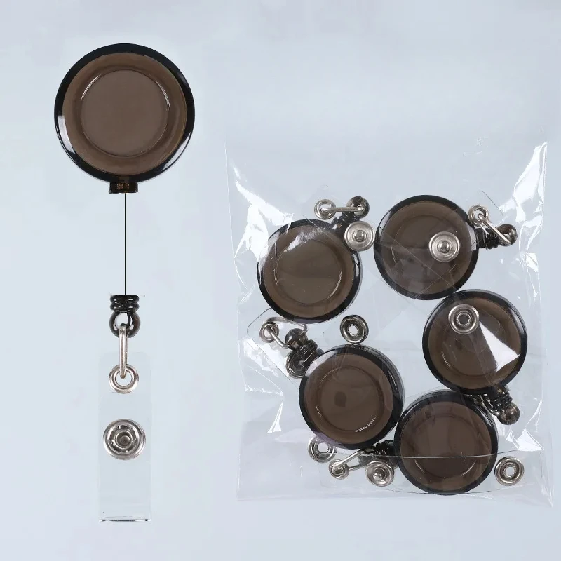 5pcs/bag Retractable Badge Reels Exhibition ID Name Tag Card Clips Badge Holder Reels Key Ring Anti-Lost Clips Office Supplies