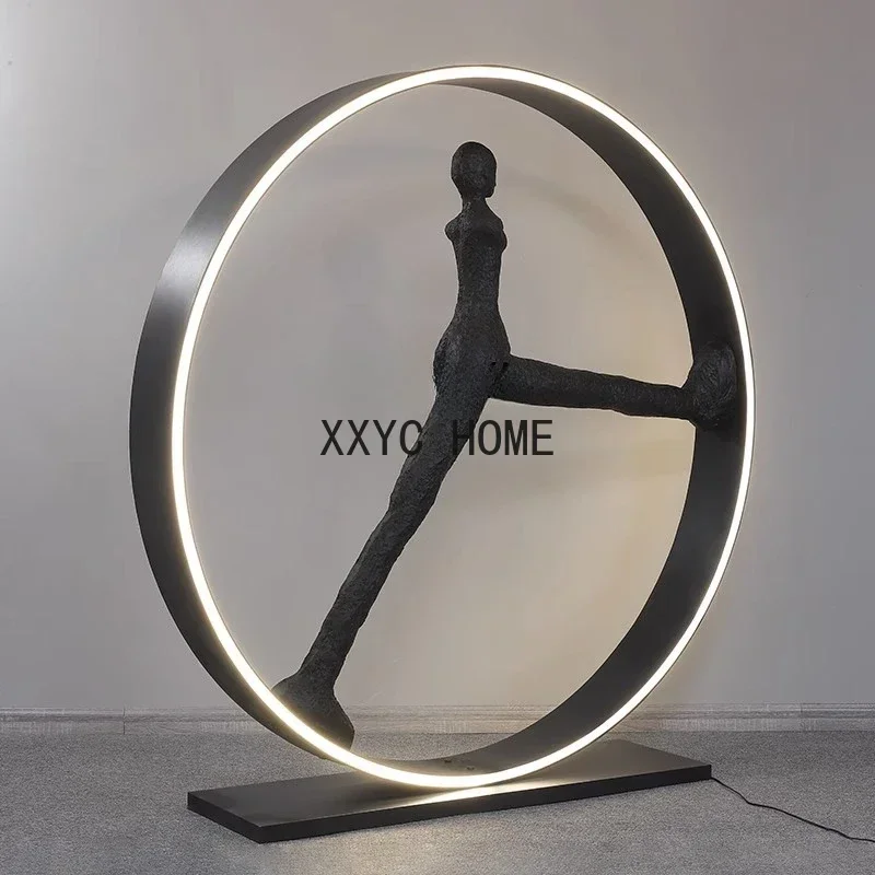 Humanoid Sculpture Floor Big Decorations Exhibition Hall Abstract Art Decoration Living Room Light Luxury Floor Lamp