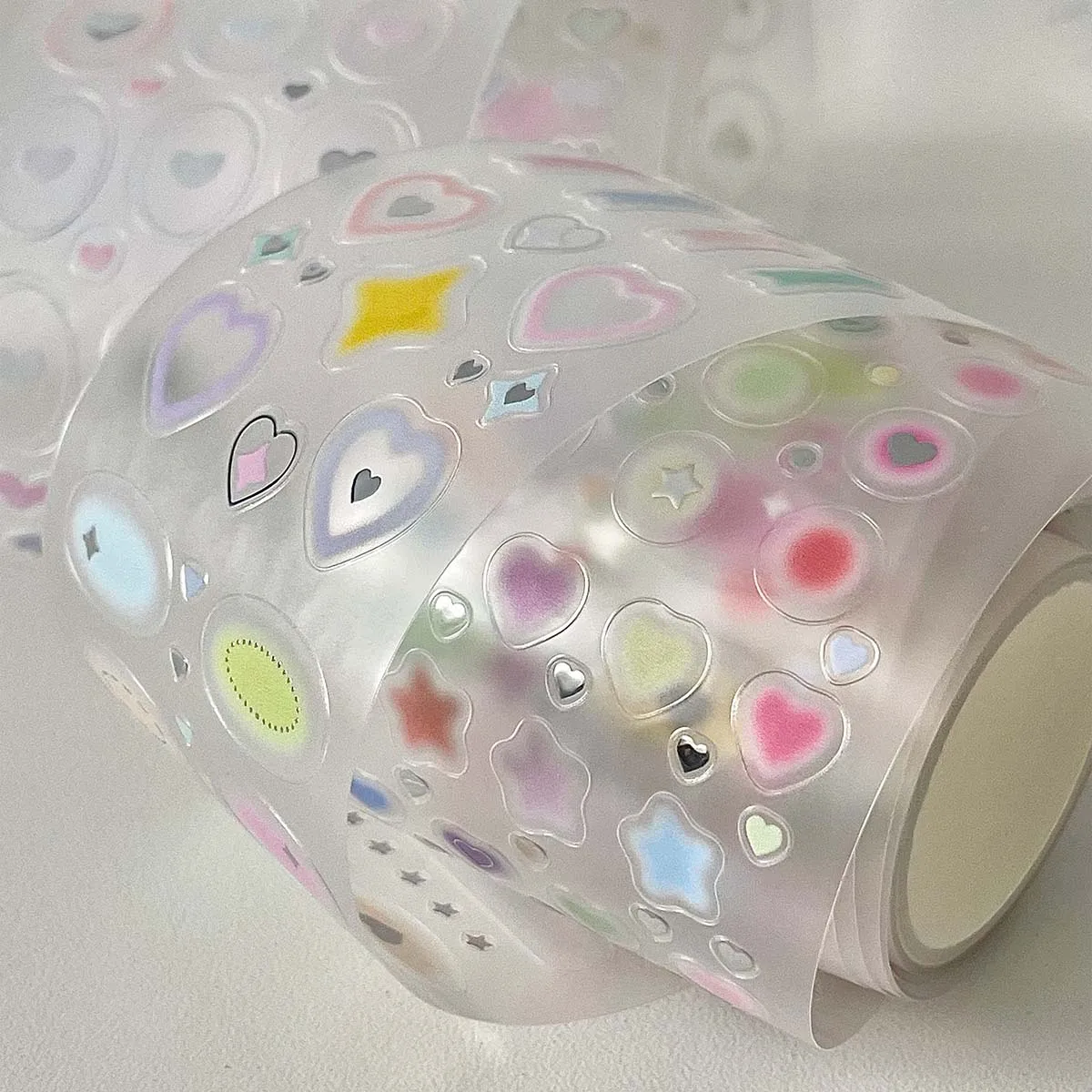 Korean Style Stickers Gold Foil PET Sticker Tape Heart Star Elements Minimalist Scrapbook Journal DIY Craft Decor