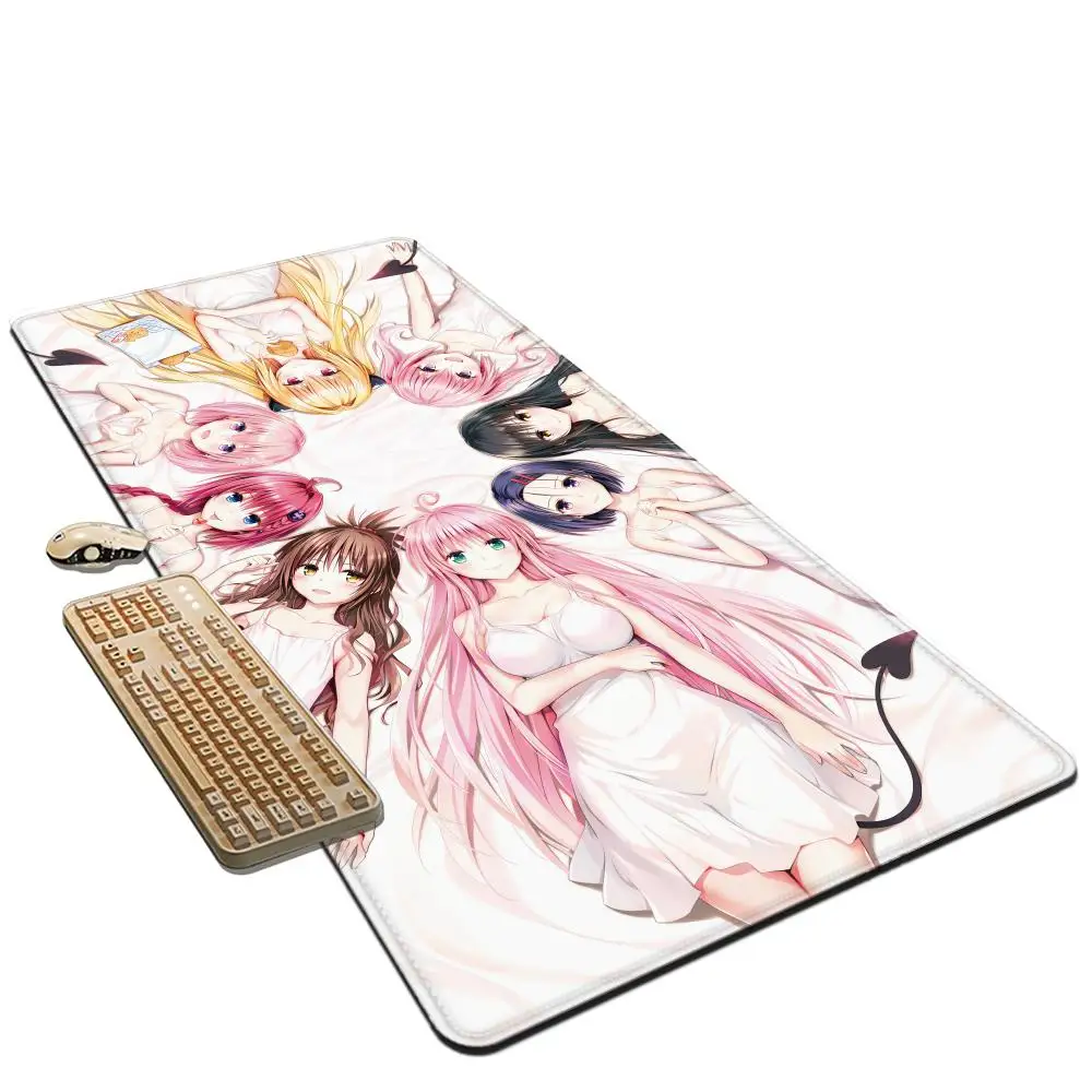Gumowa podkładka pod mysz z nadrukiem To Love-Ru HD, mata na biurko pod klawiaturę, kawaii, urocza dziewczyna, antypoślizgowa podkładka na biurko XXL 90x40cm, podkładka do pisania dla studentów — zdjęcie produktu 2