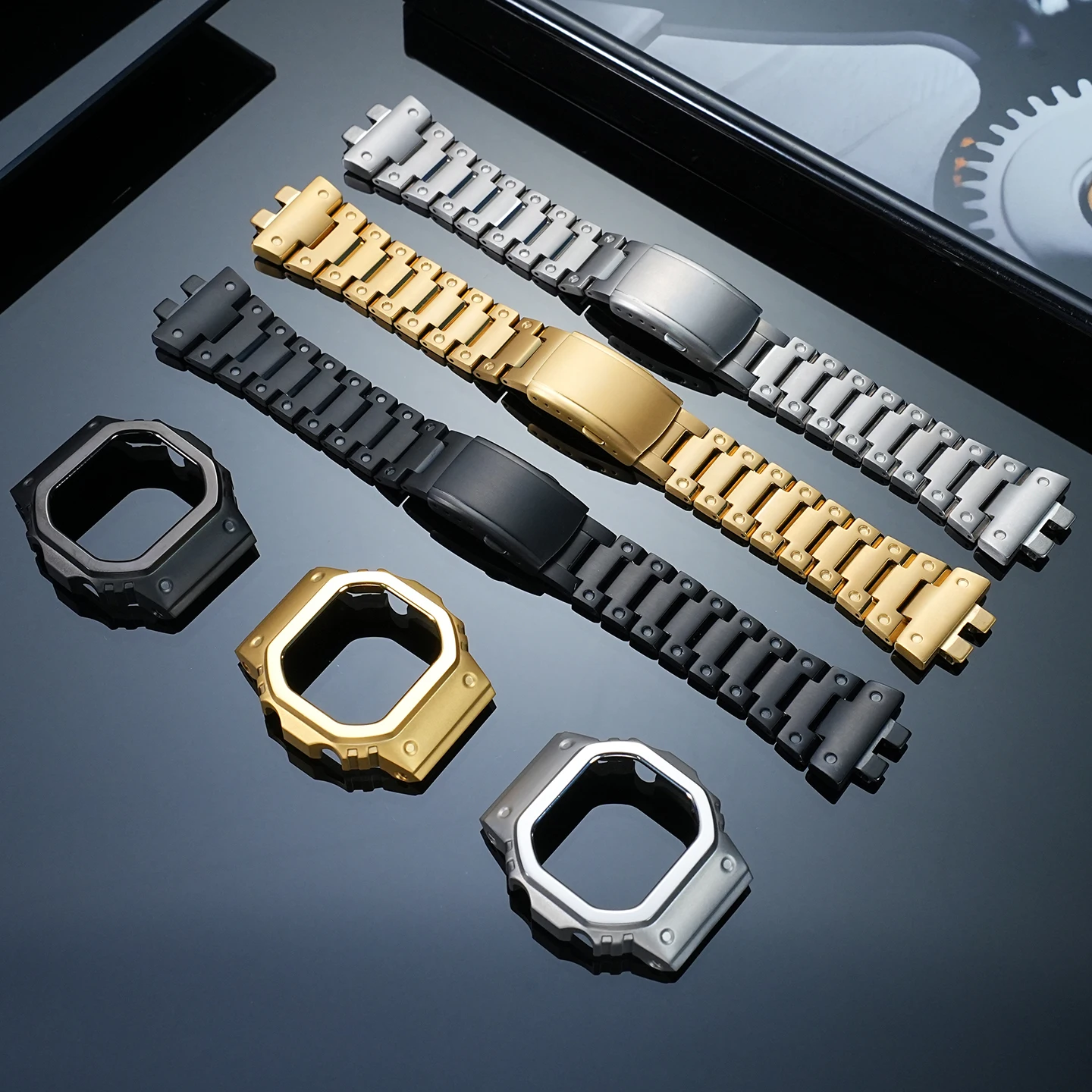 Ultra-Light Titanium Upgrade Kit Compatible with GMW-B5000 MRG-B5000, Strong Full Metal Case + Wristband Set for G-SHOCK