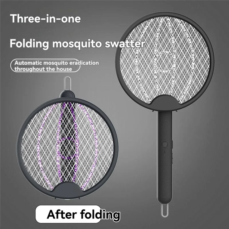 

A98I-Foldable Electric Mosquito Swatter Home Two-In-One Suitable For Indoor, Office, Terrace, Camping Black