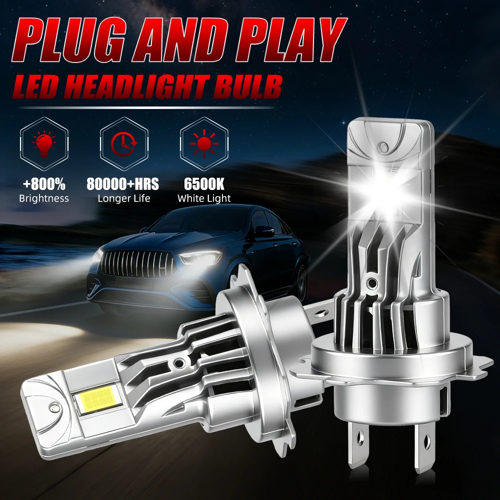 

2x H7 LED-фары Canbus 80000LM с чипами 3570 CSP, миниатюрные, 1:1, Plug and Play, автомобильные лампы 6500K, беспроводные противотуманные фары с турбовентилятором