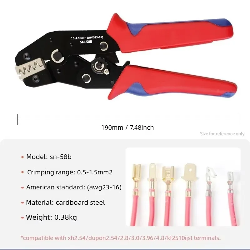 Ratchet Type Crimping Pliers SN-58B Plug-in Spring XH2.54 Terminal Crimping Pliers DuPont Cold Crimping Terminal Crimping Pliers
