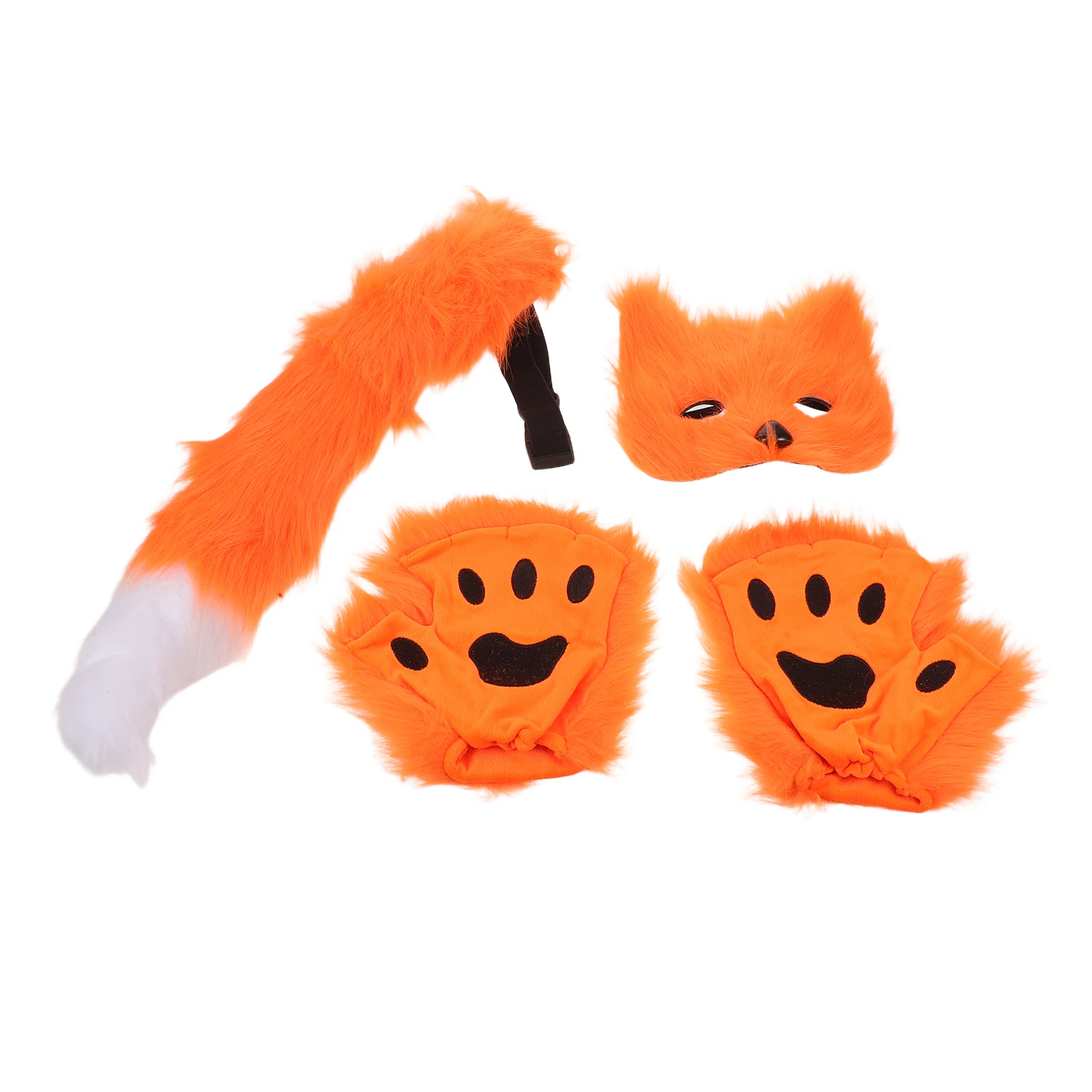 

Fox Costume Set Realistic Mask Tail Gloves Animal Cosplay for Halloween Party Festival Women Girls Lightweight Universal Fit
