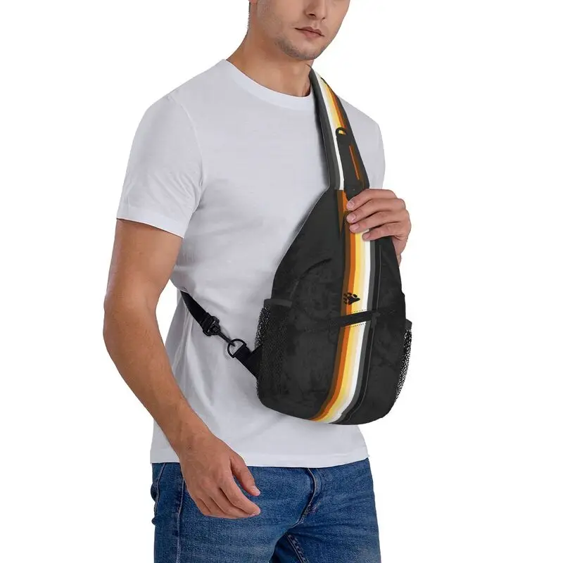 Custom Distressed Gay Beer Pride Vlag Streep Sling Bags Mannen Mode Schouder Borst Crossbody Rugzak Reizen Dagrugzak