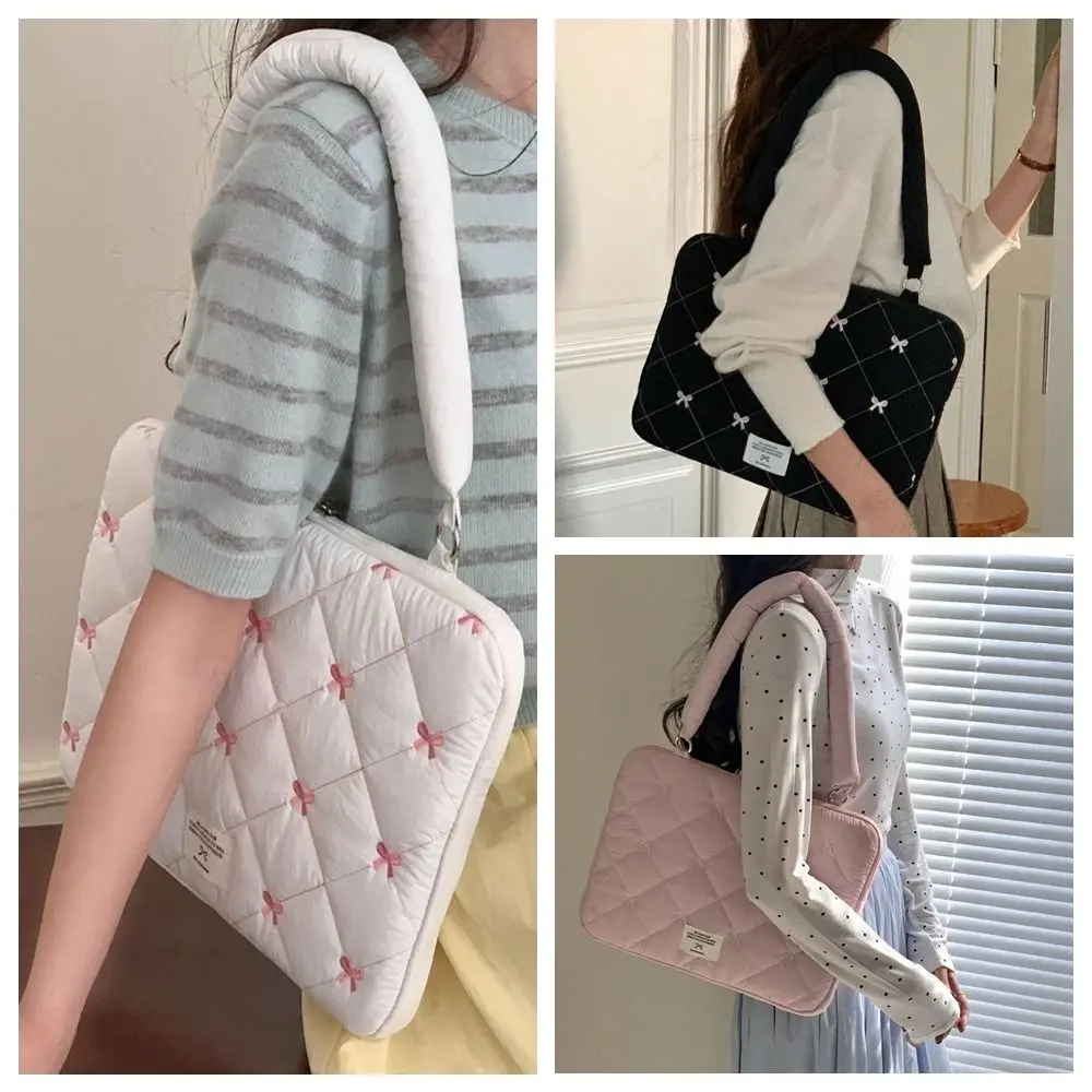 Embroidered Bow Business Briefcases Large Capacity File Folder Laptop Sleeve Case Bag Handbag Shoulder Bag Laptop Bag Commute