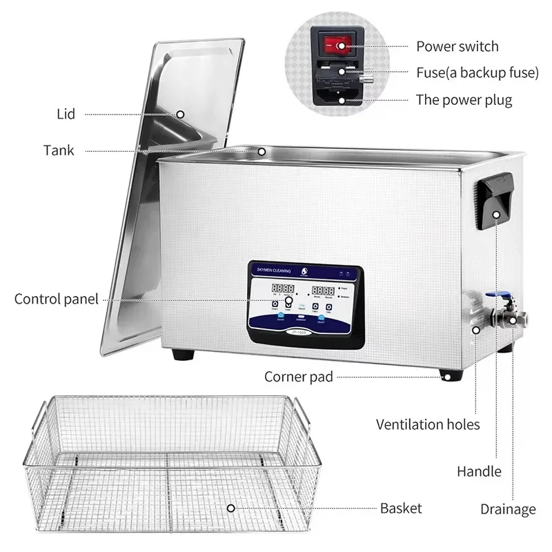 FD-100S Ultrasonic cleaning equipment  FD-100S  30L  500W Denture  Ultrasonic Lens Cleaner Household Ultrasonic Cleaners