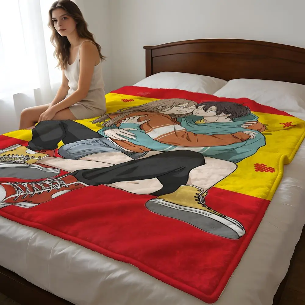 Mi Historia de Amor con Yamada-kun a nivel 999: Manta de Felpa Corta de Alta Densidad para Sofá, Siesta, Habitación con Aire Acondicionado, Suave y Agradable al Tacto