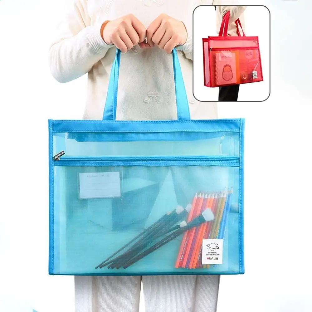 Imagem -04 - Transparente Mesh Zipper Pouch Bolsa a4 8k Nylon Documento Espessado Multifuncional Armazenamento de Dados