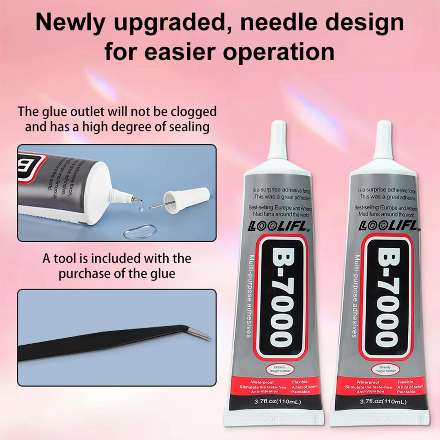 B7000 Industriekleber, Kontakttyp, verwendet für die Reparatur von Mobiltelefonen, Heimwerkerarbeiten, starker Touchscreen-Glaskleber, 15 ml–110 ml