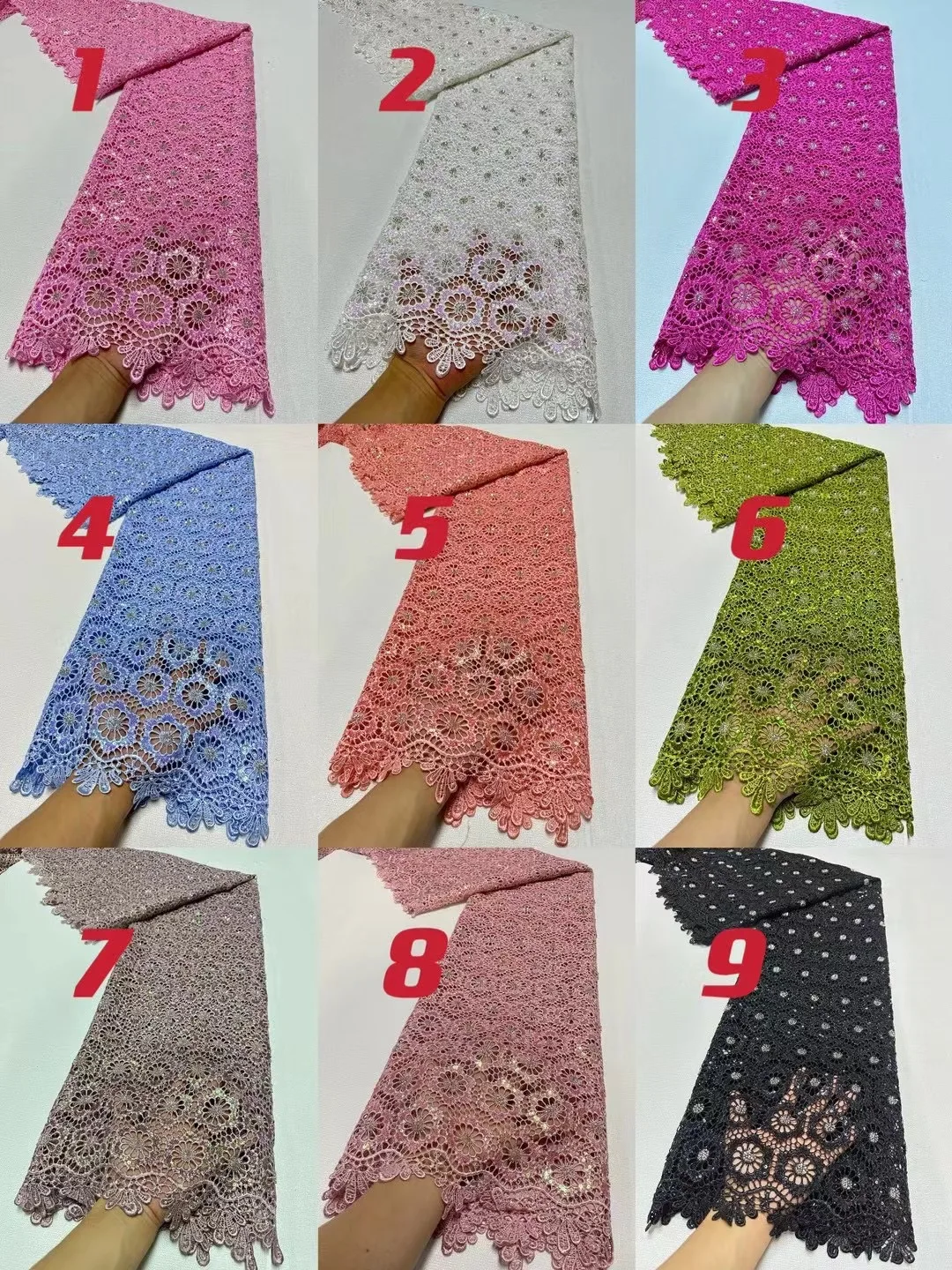 2024 New African Brocade Lace Fabric French Floral Fabric Jacquard Lace For Sewing DIY Skirt Dress Clothing Materials JL395