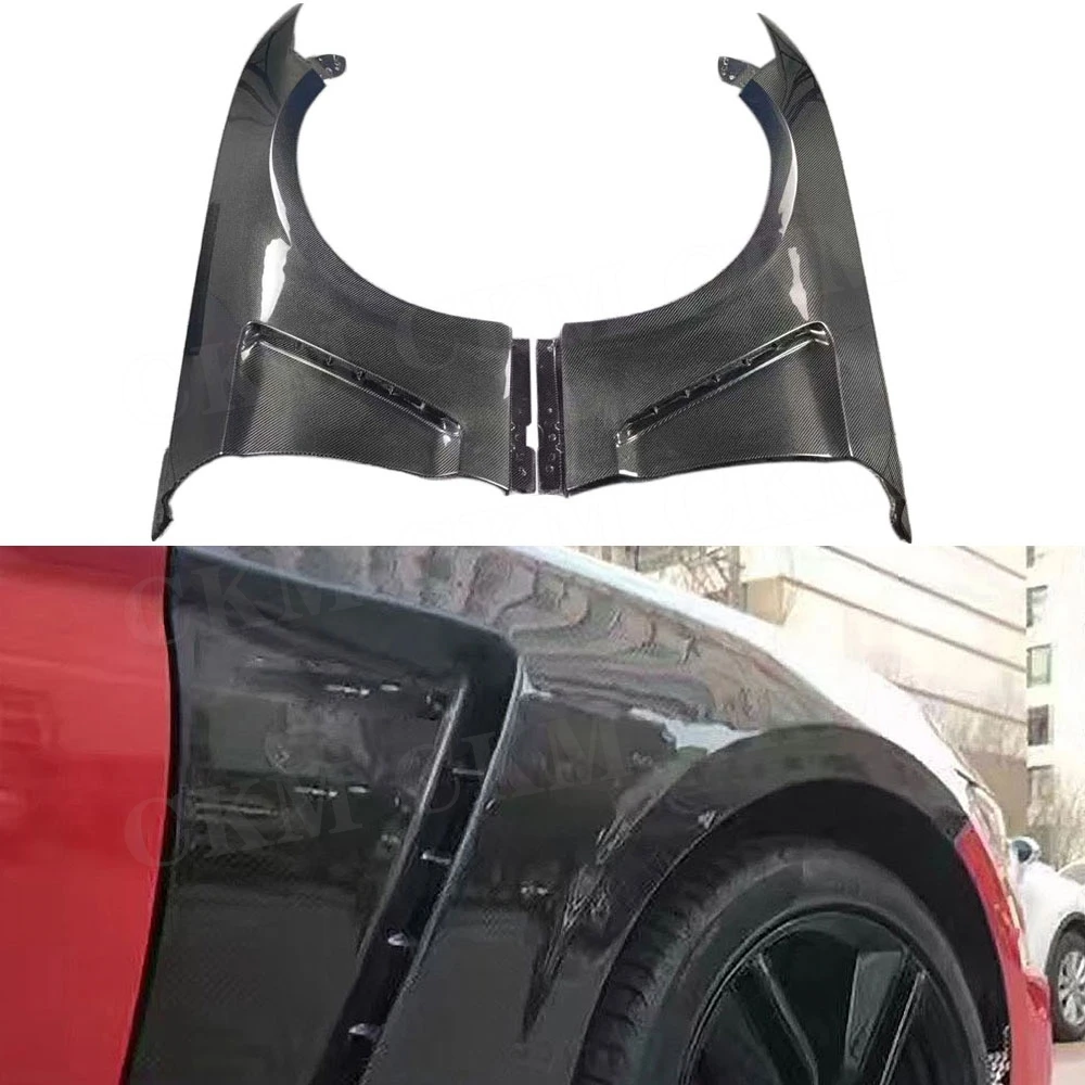

CKMUUER Front Vented Fender Carbon Fiber For Ford Mustang 2018-2023 Side Fender Front Side Bumper Fins Air Vent Trims MudGuards