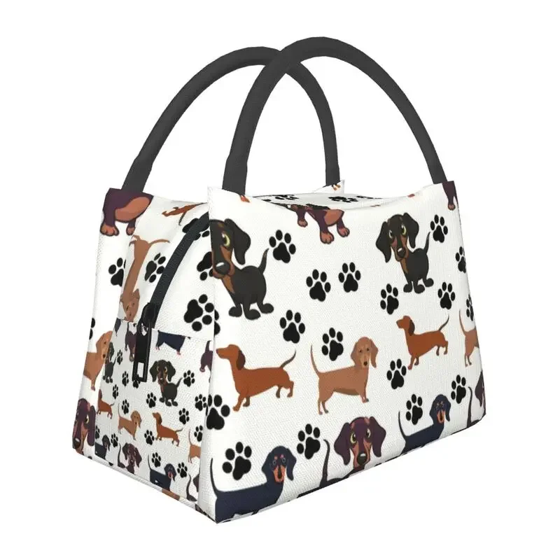 Dachshund Animal Paw Insulated Lunch Bags for Resuable Sausage Wiener Badger Dog Thermal Cooler Lunch Tote Office Picnic Travel