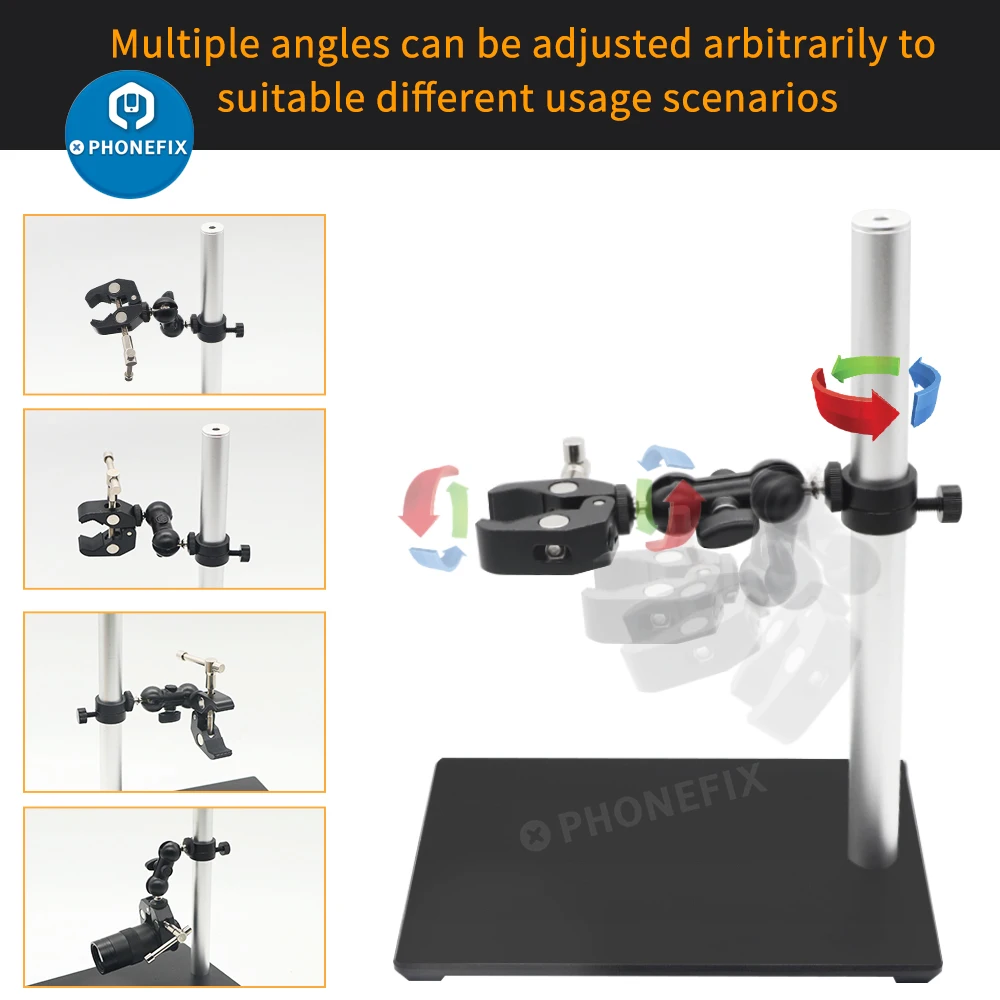 Adjustable Stand Super Clamps Multiple Angles Bracket for Electron Microscope Digital Industrial Camera Vision Inspection Test