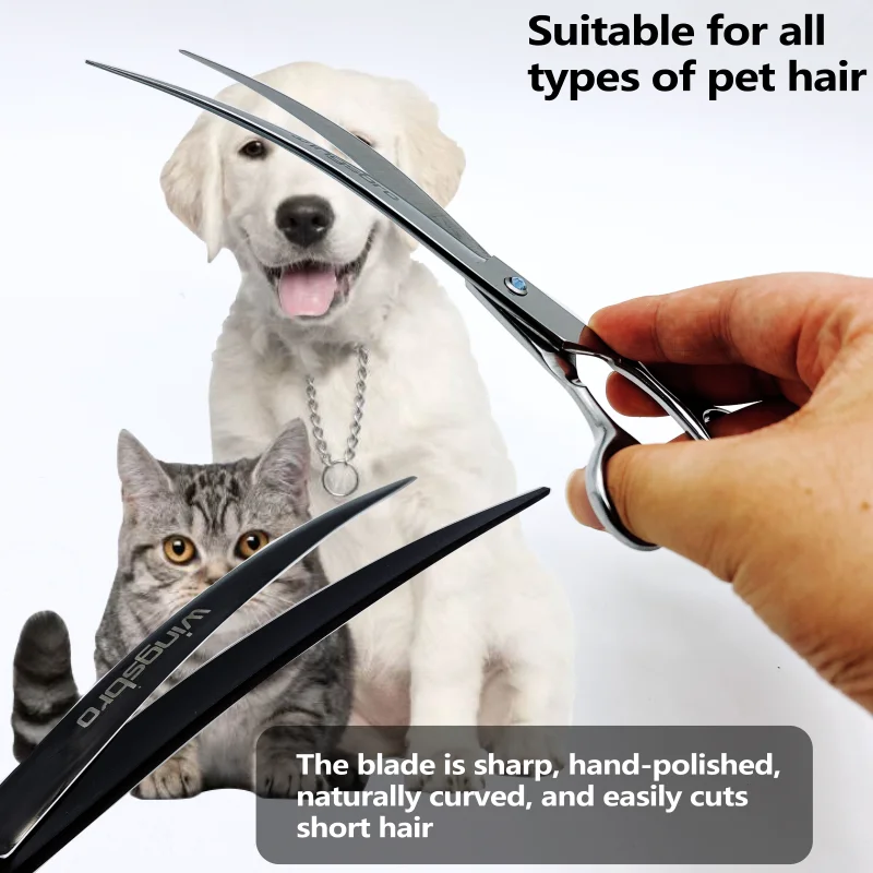 Wingsbro 9 Zoll Professionelle Tierpflegeschere, Tierhaarschere für Hunde, Gebogene Hundepflegeschere – Detail 5