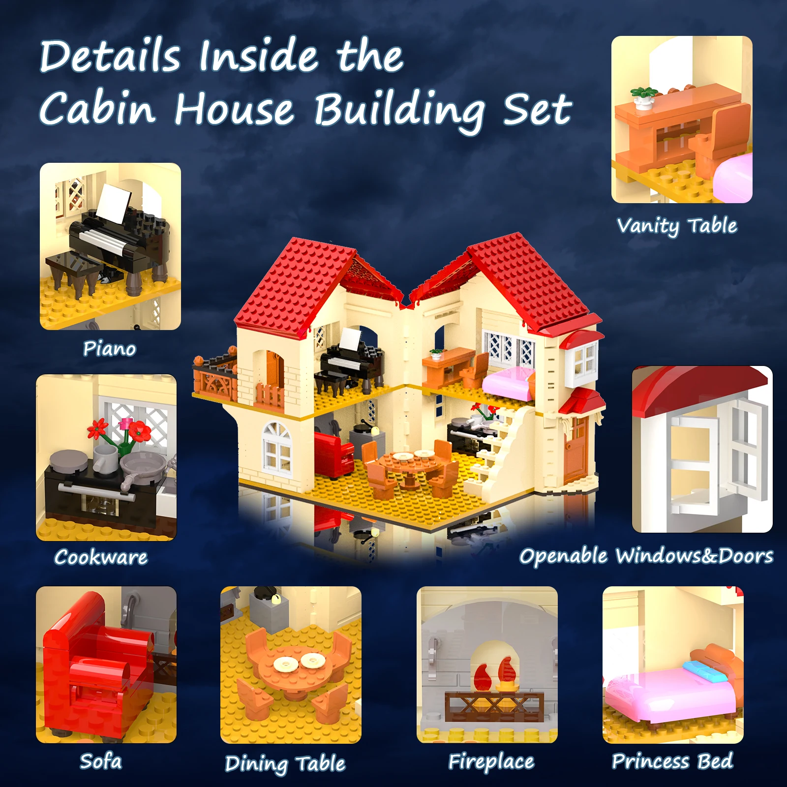 Cabin House Building Set Cozy Log Country Home with Lighting Kit, Home Decor DIY Gifts for Girls Boys Adults