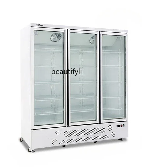 Freezer Vertical Display Cabinet Commercial Air Cooling Frostless Double Door Ice Cream Durian Low-Temperature Cabinet Freezer