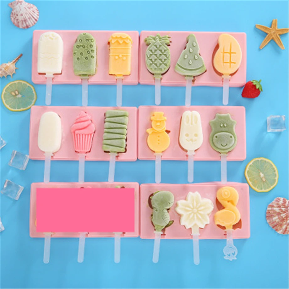 

250pcs/Lot Silicone Popsicle Molds Icecream Mould Pop Maker DIY Tool With Cover and PP Sticks Silica Gel Multi-shape BPA-free