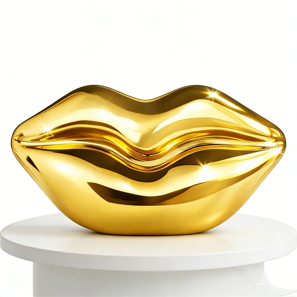 

Month Handmade Female Mini Women Gold Lips Clutch High Quality Lady Acrylic Chain Shoulder Purse and Handbag Bolsa Evening Bag