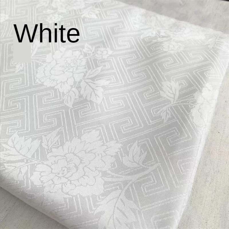 Jacquard Fabric By The Meter for Dresses Cheongsam Diy Clothes Sewing Flowers Peony Opaque Summer Cloth Blue White Silky Textile