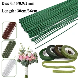 # 26 # 20 cables florales de papel, 0,45mm/0,9mm de diámetro, 36cm, 30mm de largo, alambre de hierro utilizado para hacer ramas de flores de medias de nailon DIY