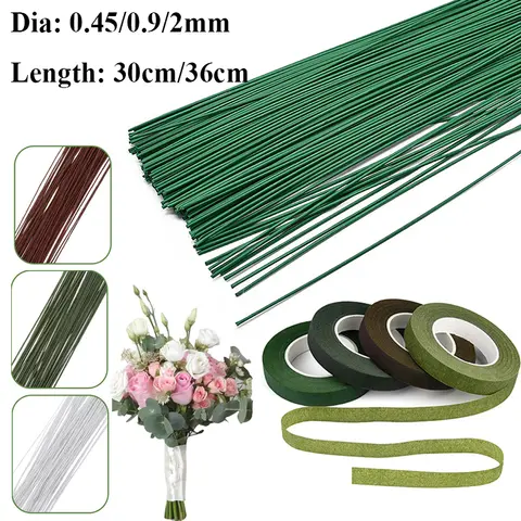 # 26 # 20 종이 꽃 와이어 0.45mm/0.9mm 직경 36cm 30mm 긴 철 와이어 DIY 나일론 스타킹 꽃 지점 만들기에 사용