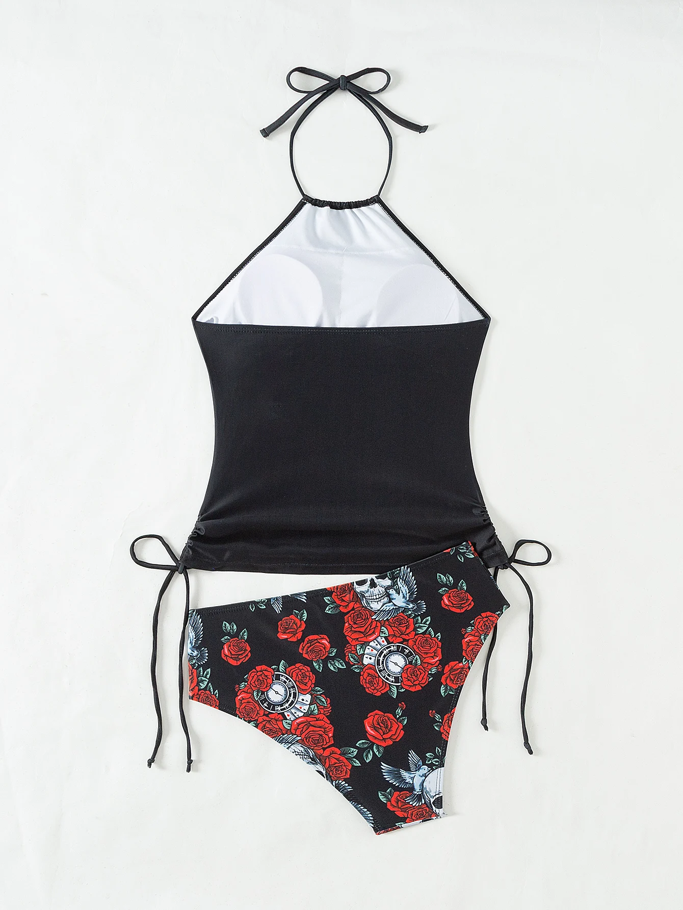 2025 New Sexy Rose Two-Piece Swimsuit For Women‘s Backless Gathered Beachwear Play Swimsuit Seaside Vacation Drawstring Swimwear