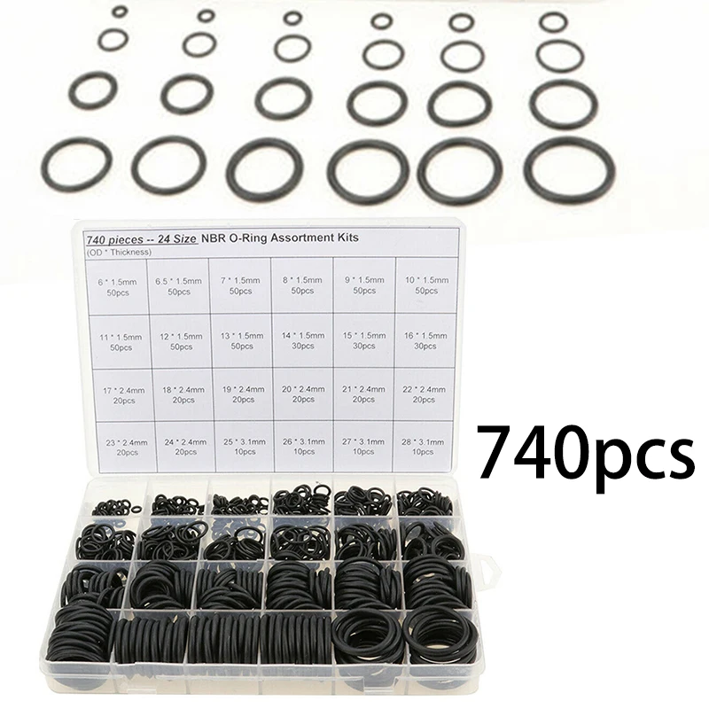 740pcs/Set Plumbing Hose Nitrile Rubber Seal Ring Washer Assortment Kit Ring + Metal Washer 2020 New Arrival 740pcs/Set