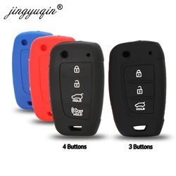 jingyuqin Car Flip Key Case Silicone for Hyundai Elantra Solaris 2016 2017 2018 3/4 Buttons Folding Remote Key Cover